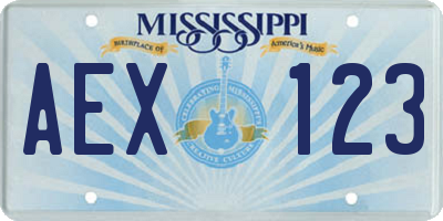 MS license plate AEX123