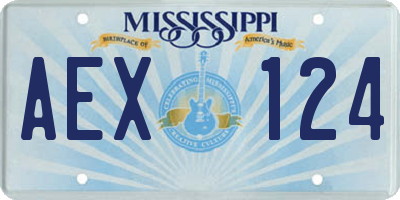 MS license plate AEX124