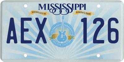 MS license plate AEX126