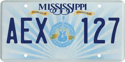 MS license plate AEX127