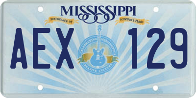 MS license plate AEX129