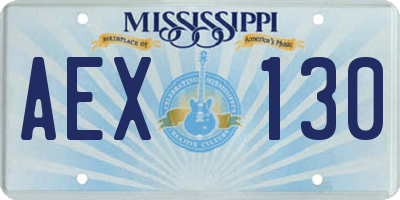 MS license plate AEX130
