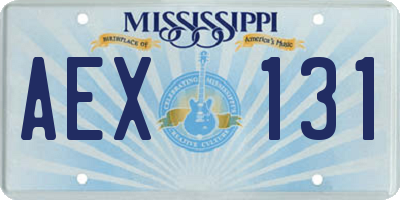 MS license plate AEX131