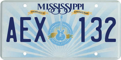 MS license plate AEX132