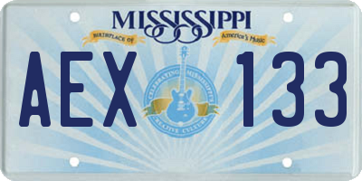MS license plate AEX133