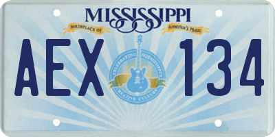 MS license plate AEX134