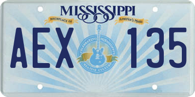 MS license plate AEX135