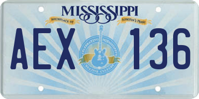MS license plate AEX136