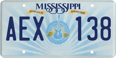 MS license plate AEX138