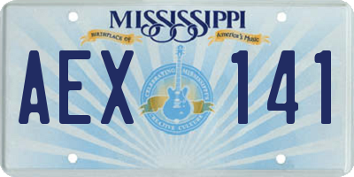 MS license plate AEX141