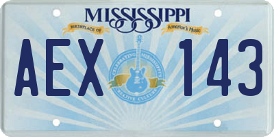 MS license plate AEX143