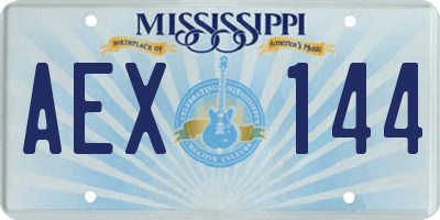 MS license plate AEX144