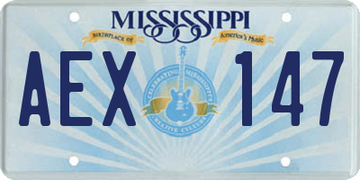 MS license plate AEX147