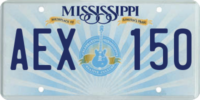 MS license plate AEX150