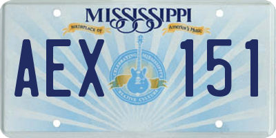 MS license plate AEX151