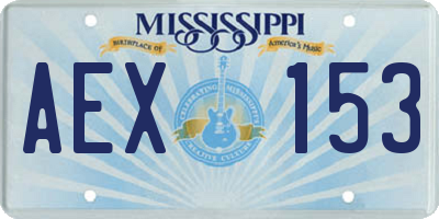 MS license plate AEX153