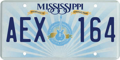 MS license plate AEX164
