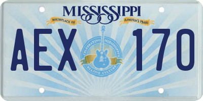 MS license plate AEX170