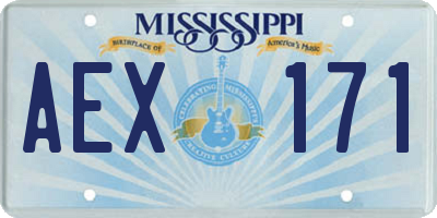 MS license plate AEX171