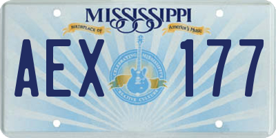 MS license plate AEX177