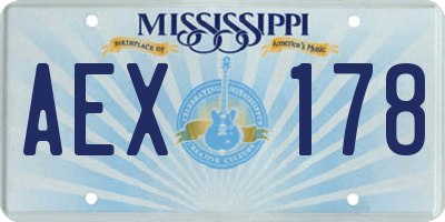 MS license plate AEX178