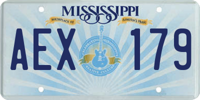 MS license plate AEX179