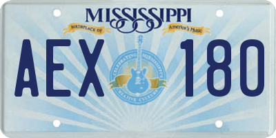 MS license plate AEX180