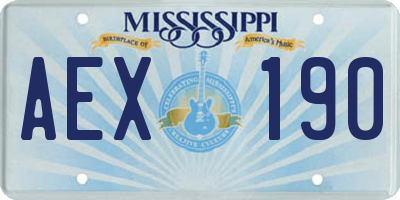 MS license plate AEX190