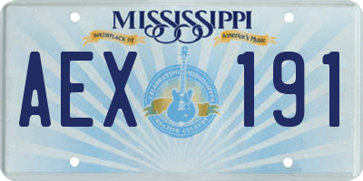 MS license plate AEX191