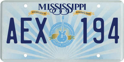 MS license plate AEX194