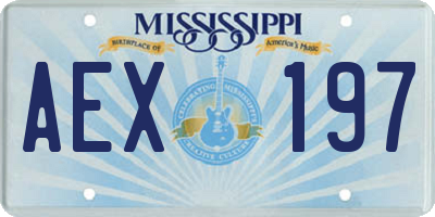MS license plate AEX197