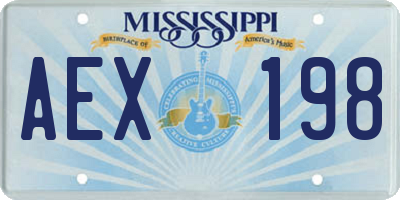 MS license plate AEX198