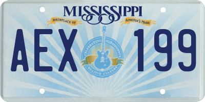 MS license plate AEX199