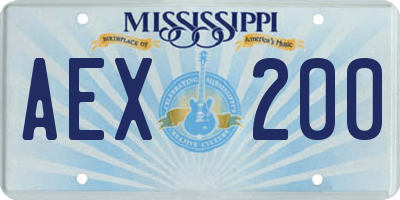 MS license plate AEX200