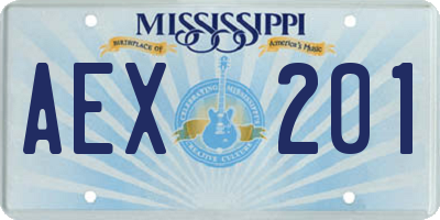MS license plate AEX201