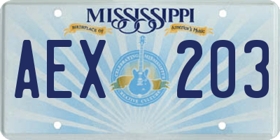 MS license plate AEX203