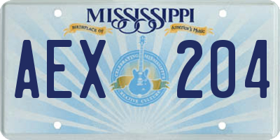 MS license plate AEX204