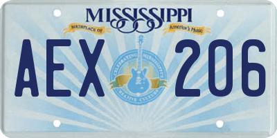 MS license plate AEX206
