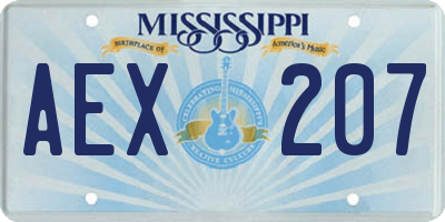 MS license plate AEX207