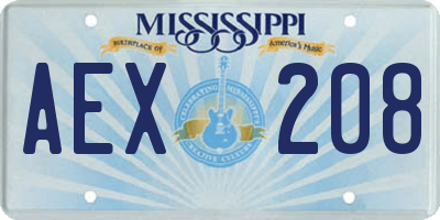 MS license plate AEX208