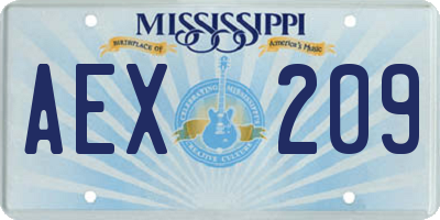 MS license plate AEX209