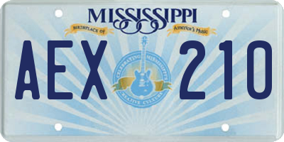 MS license plate AEX210