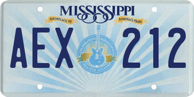 MS license plate AEX212
