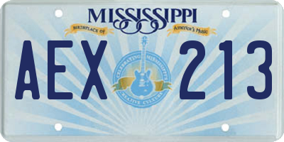 MS license plate AEX213
