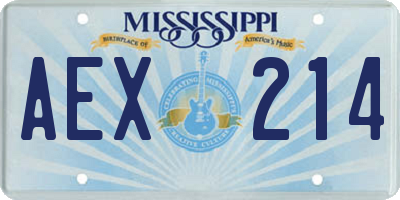 MS license plate AEX214