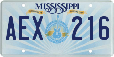 MS license plate AEX216