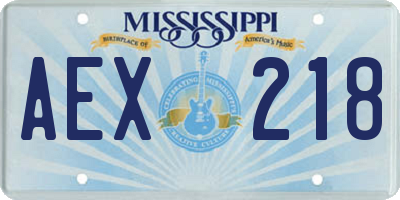 MS license plate AEX218