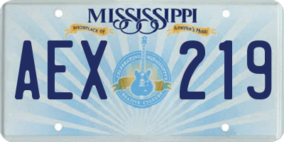 MS license plate AEX219