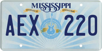 MS license plate AEX220