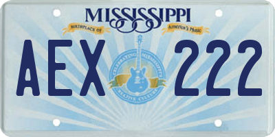 MS license plate AEX222